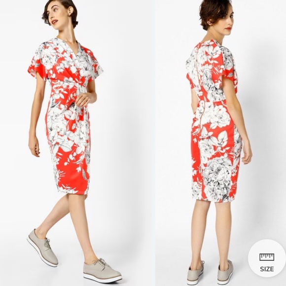 NWT Closet London Floral Dress in Red/orange and White size 6 - Picture 11 of 12